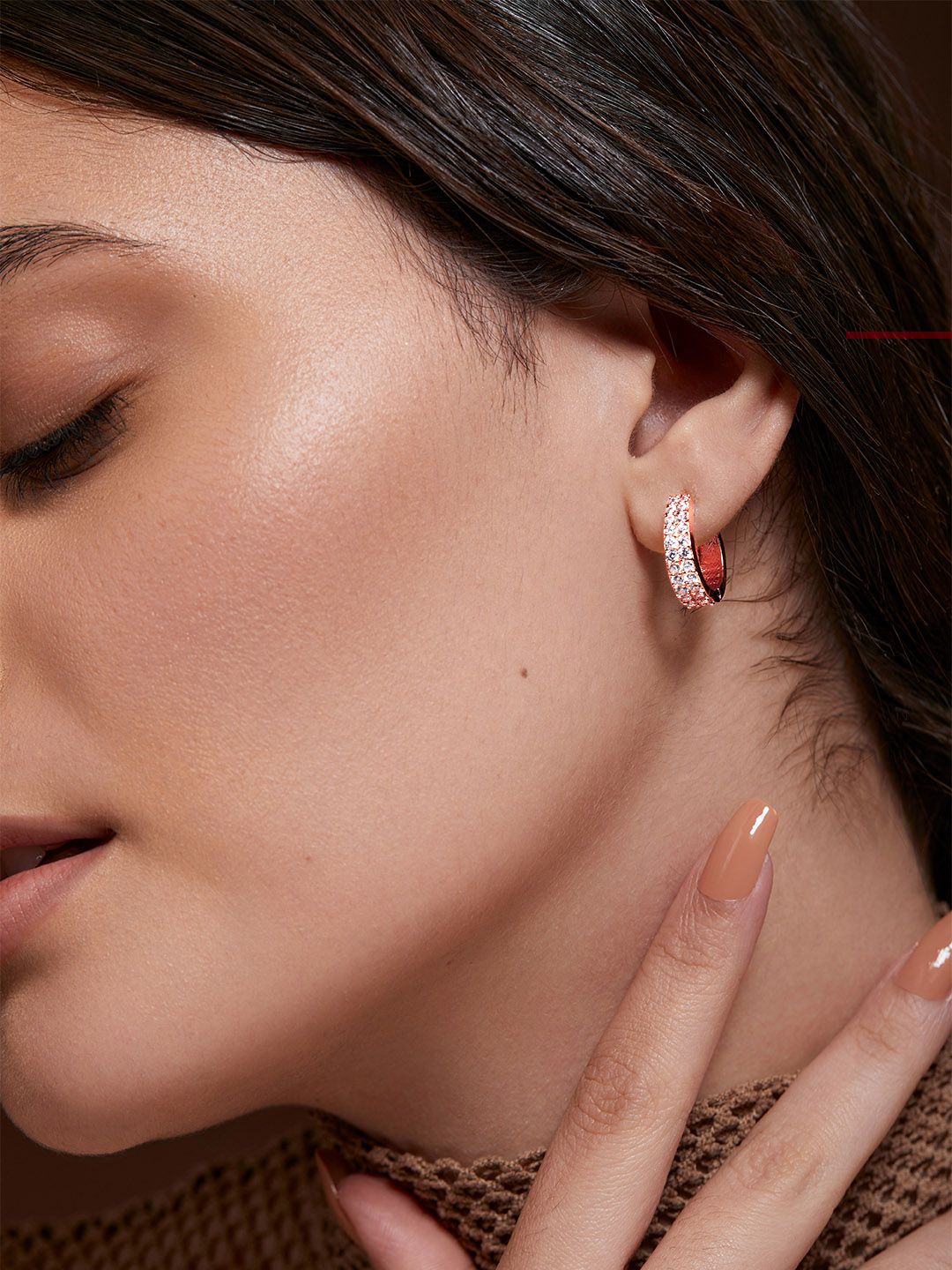 MINUTIAE Rose Gold Plated Geometric Hoop Earrings
