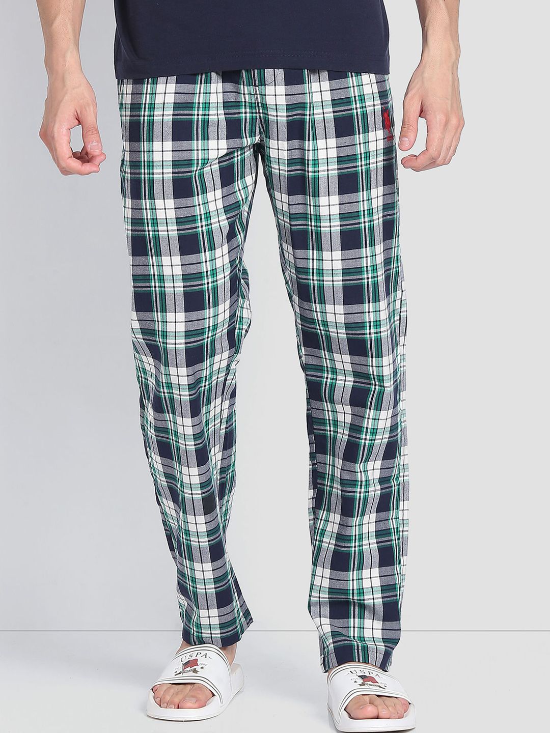U.S. Polo Assn. Men Checked Pure Cotton Comfort Fit LP001 Lounge Pants
