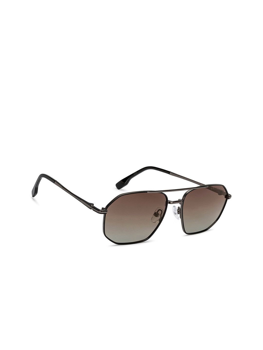 John Jacobs Unisex Brown Lens & Gunmetal-Toned Rectangle Sunglasses with Polarised and UV Protected Lens