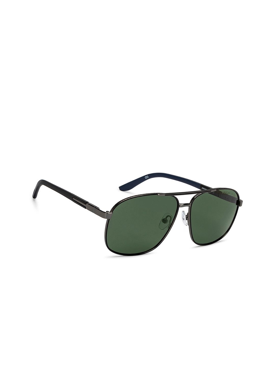 John Jacobs Unisex Grey Lens & Gunmetal-Toned Rectangle Sunglasses with Polarised and UV Protected Lens