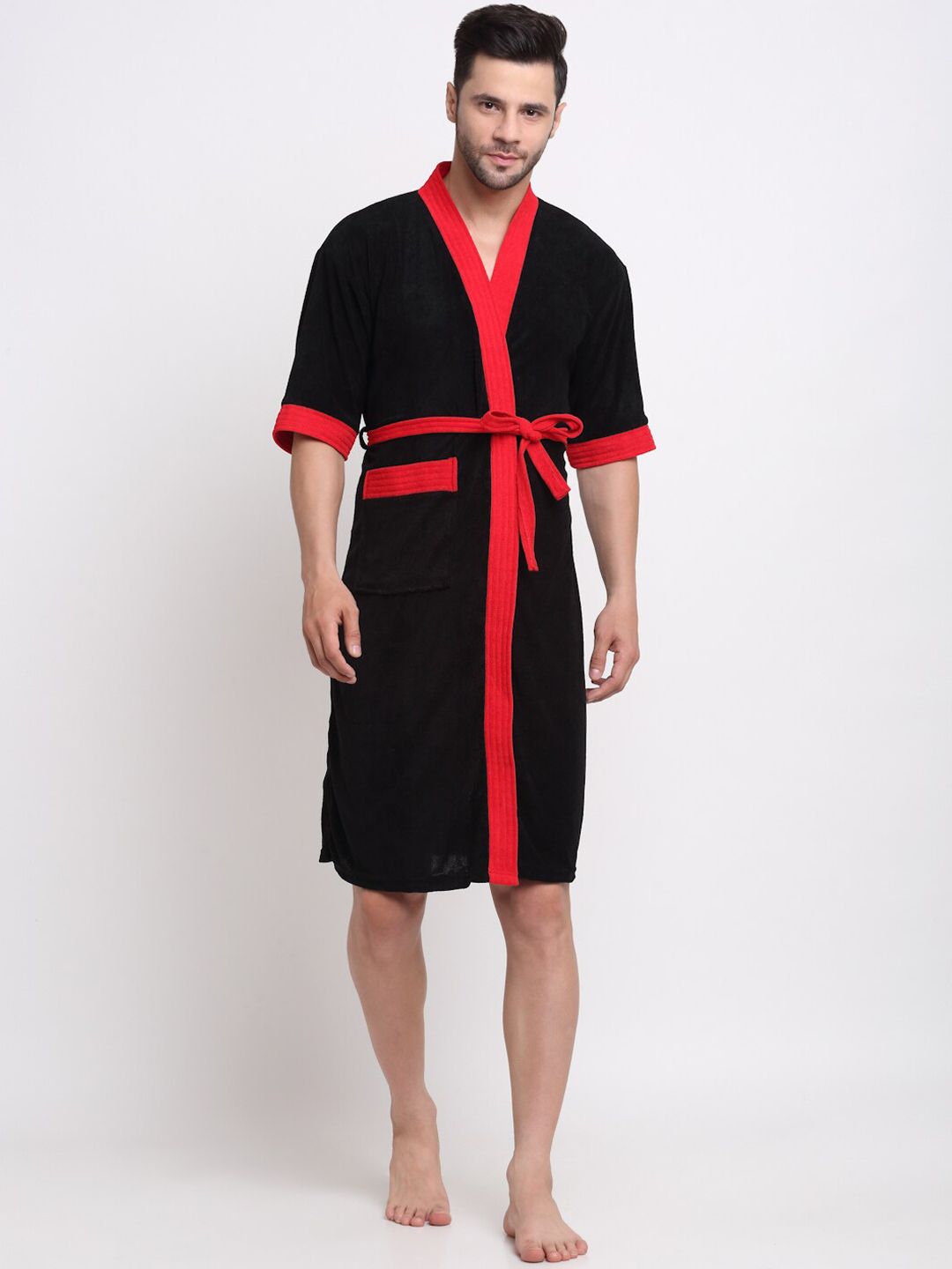 Creeva Everyday Collection Shawl Collar Terry Bath Robe With Front Pocket