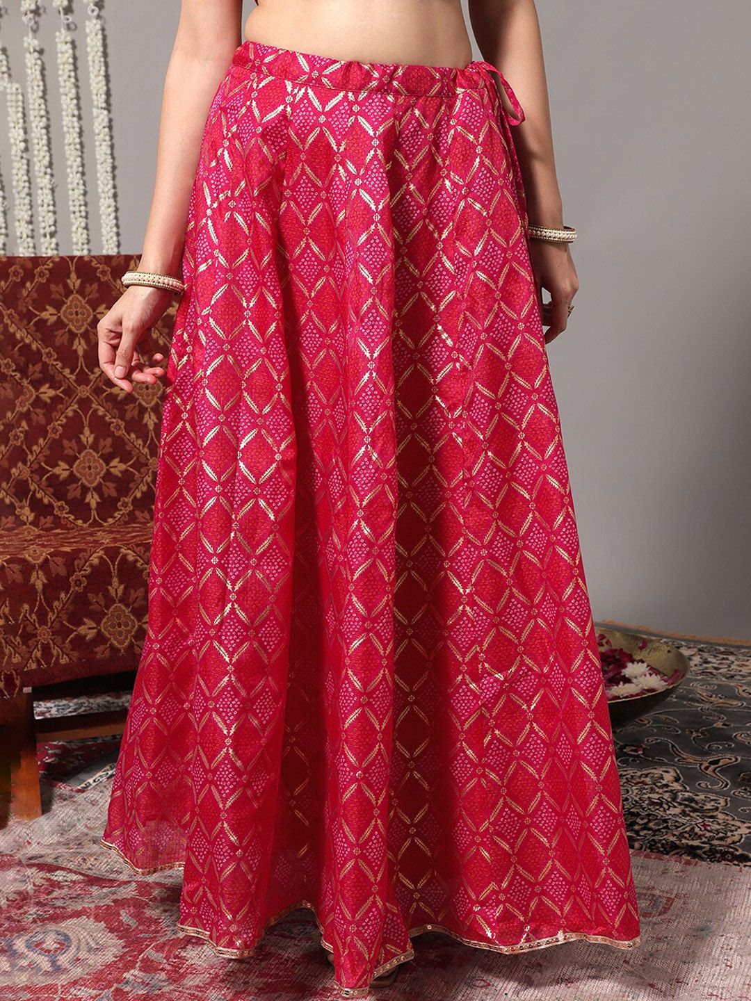 Varanga Bhandhani Printed Flared Maxi Skirts