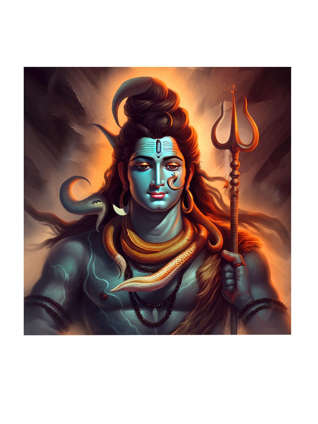 Buy SAF Red & Blue Wooden Framed Lord Shiva Canvas Wall Art - Wall