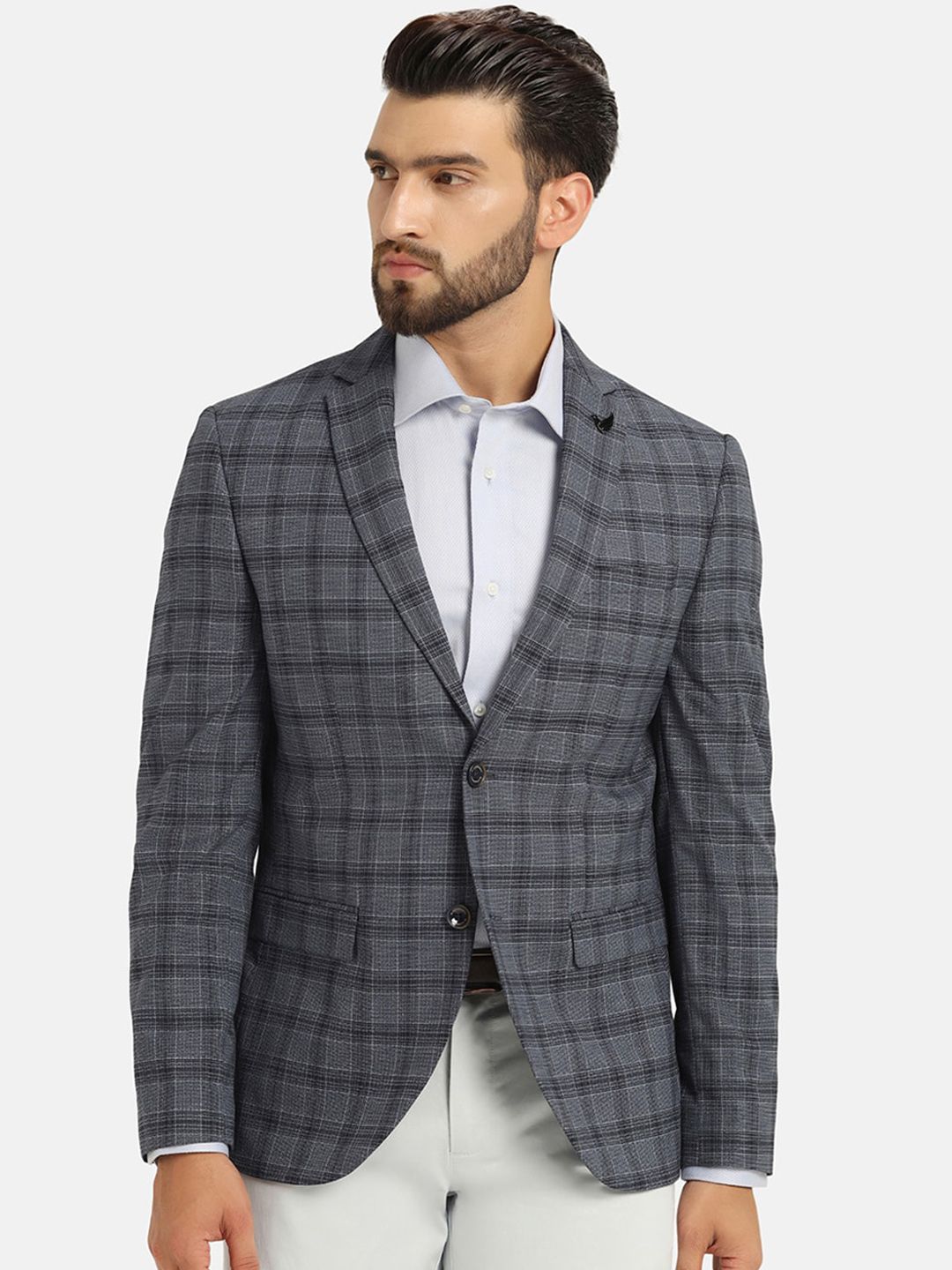 Blackberrys Checked Slim Fit Single-Breasted Formal Blazer