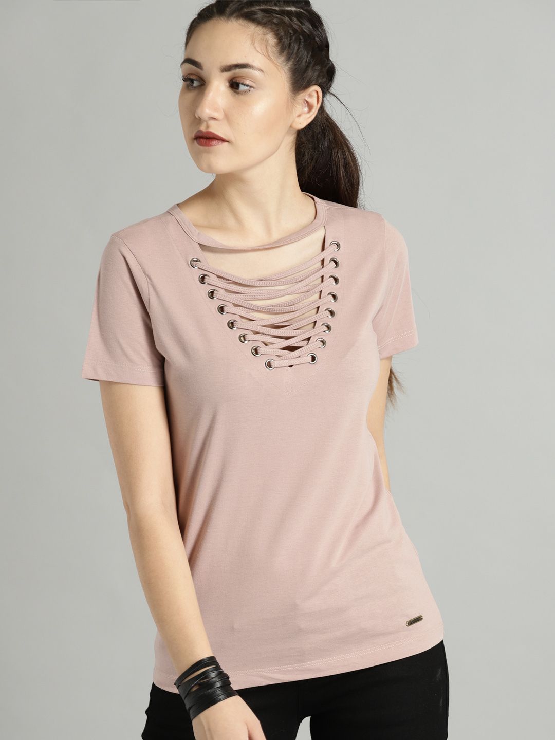 Roadster Pink Knitted Lace Top