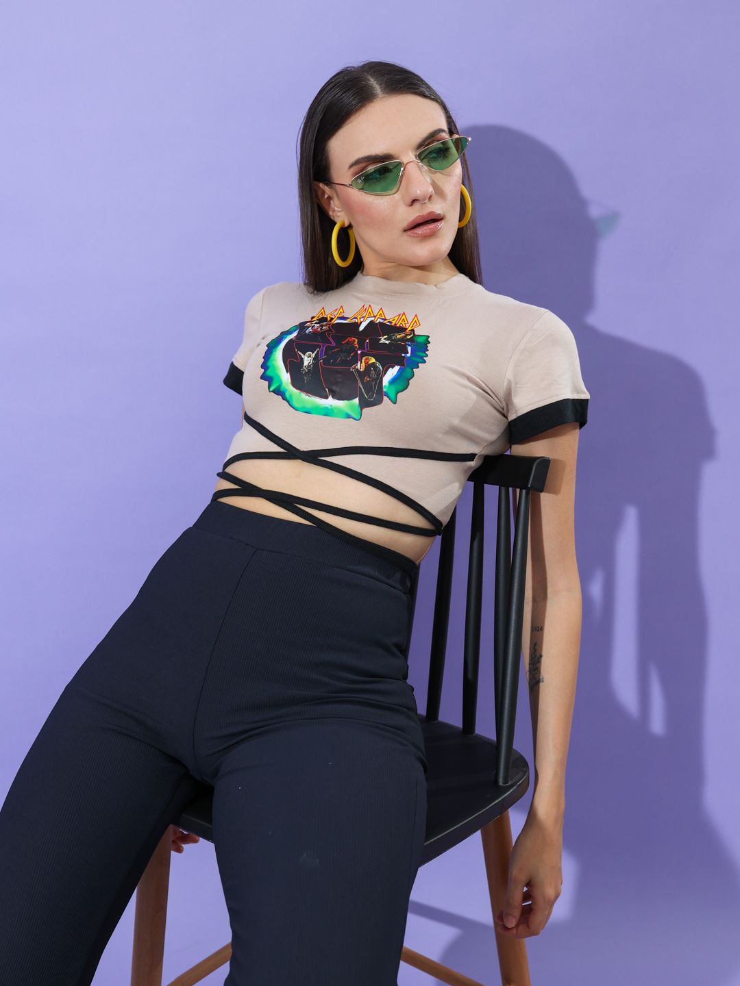Stylecast X Hersheinbox Graphic Printed Crop Top Price in India