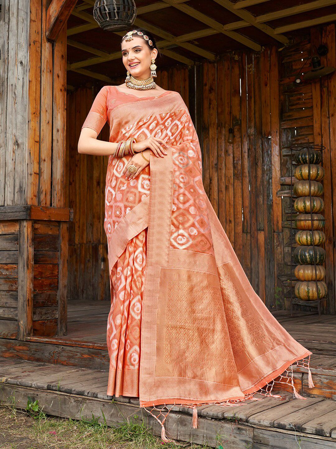 Anouk Orange Woven Design Zari Art Silk Saree Price in India
