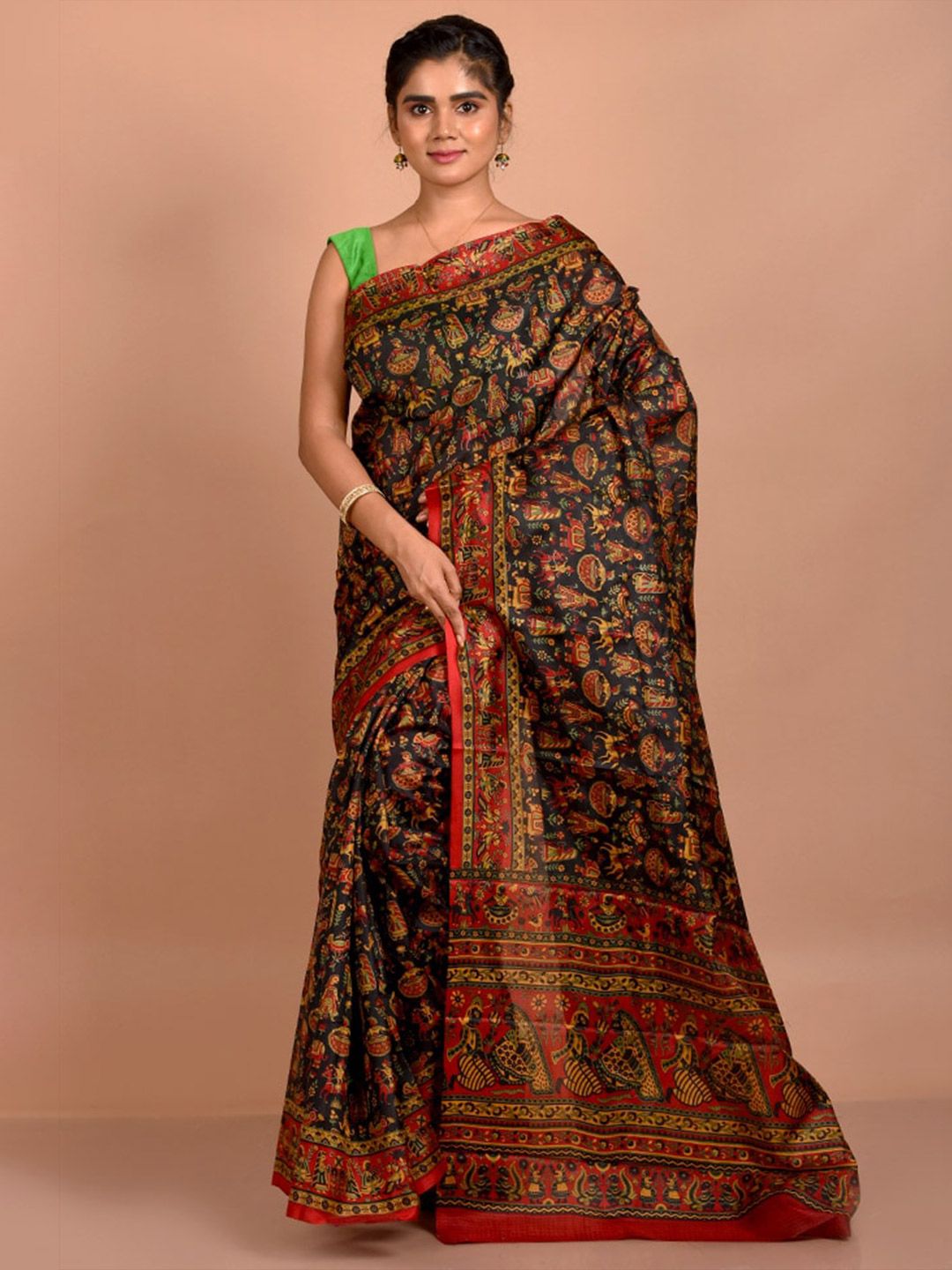 AllSilks Ethnic Motifs Printed Pure Silk Saree Price in India