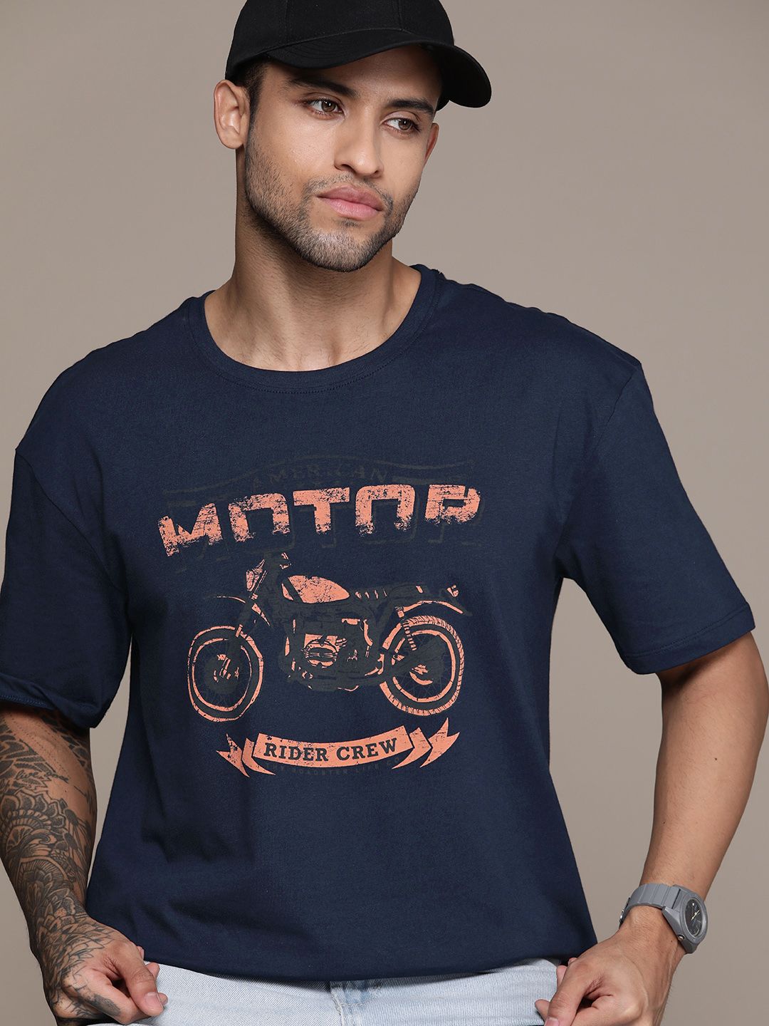 The Roadster Lifestyle Co. Printed Pure Cotton T-shirt