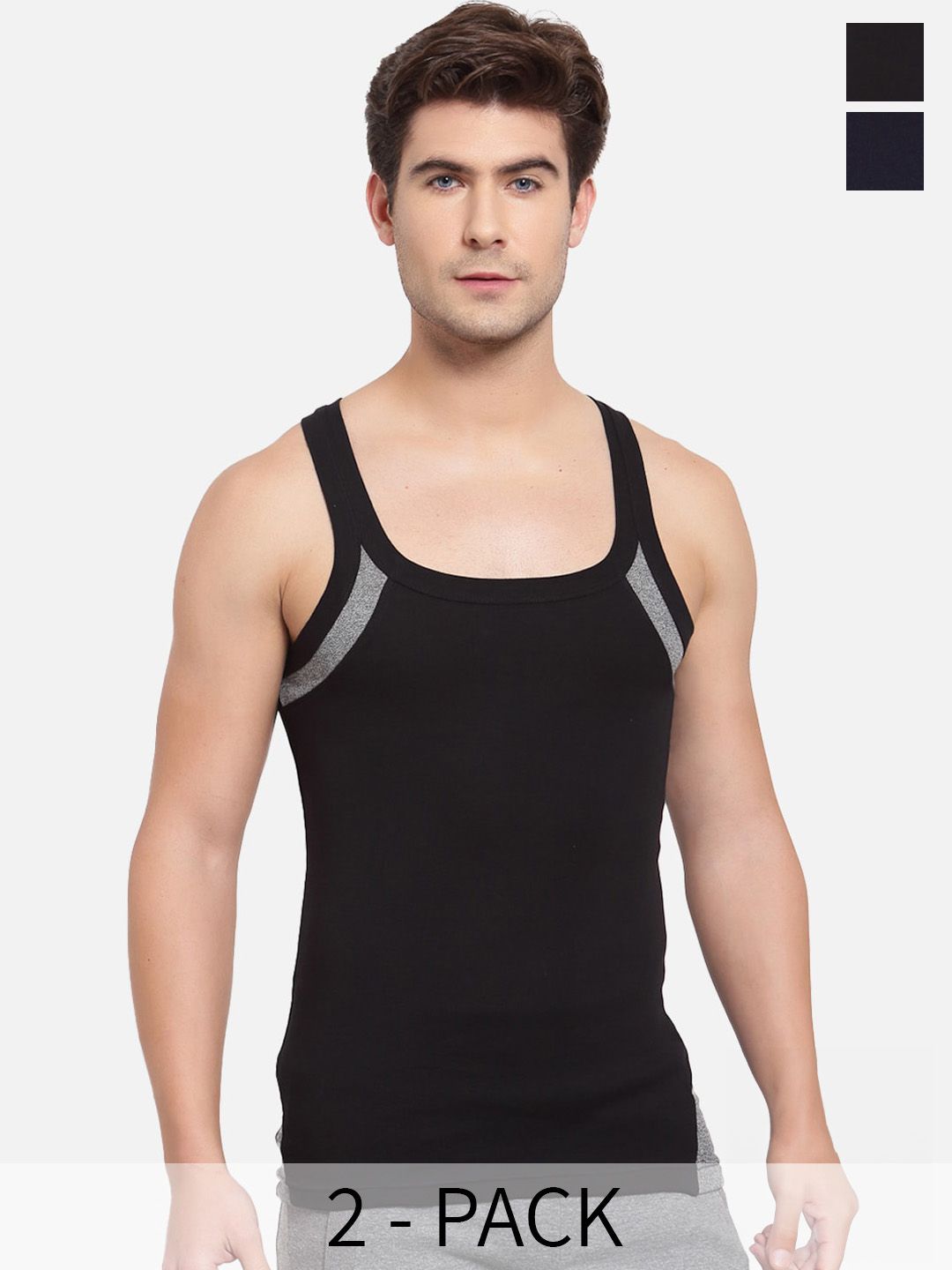 SPORTO Pack Of 2 Cotton Gym Innerwear Vests