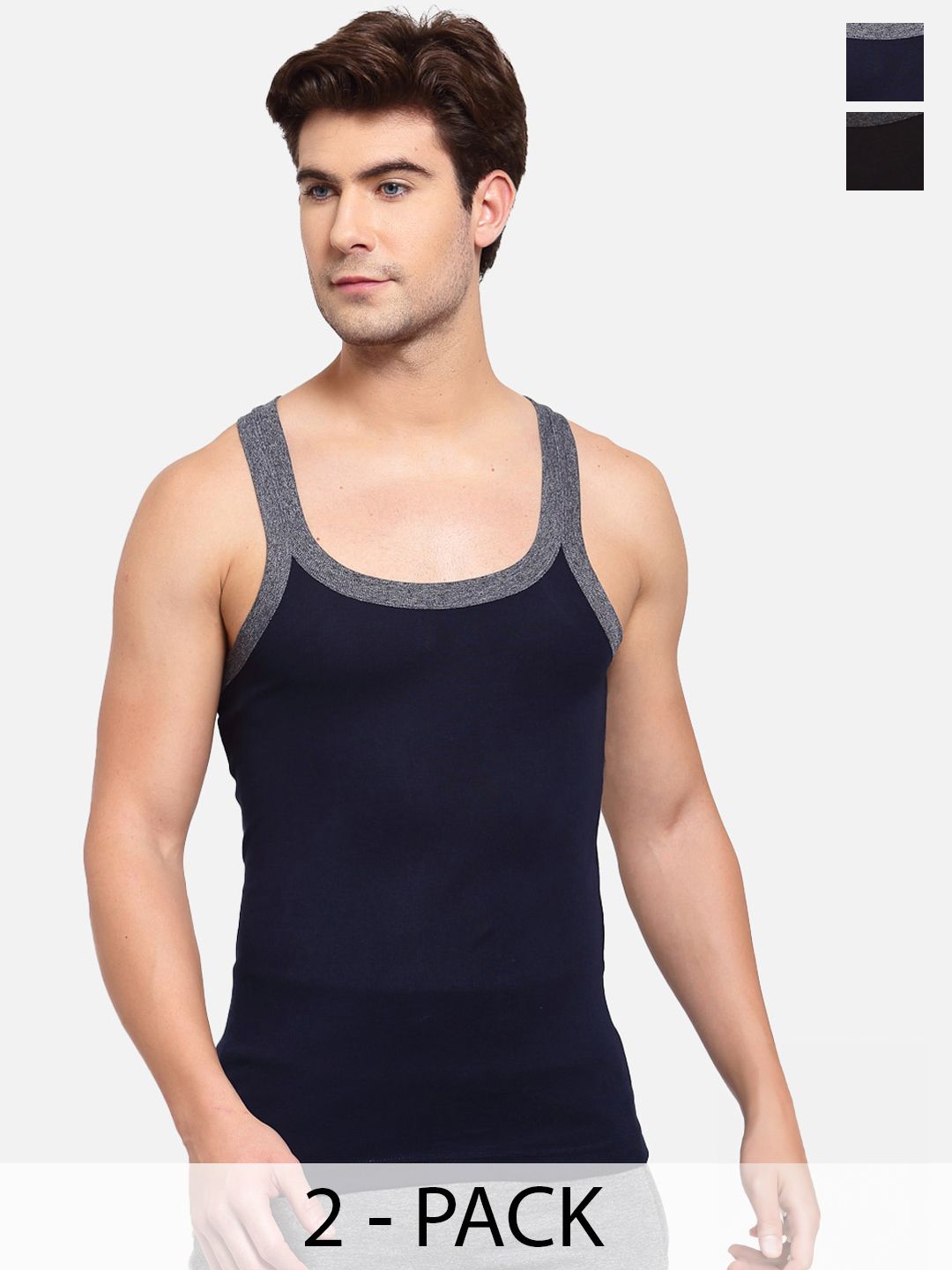 SPORTO Pack Of 2 Cotton Sleeveless Gym Vest