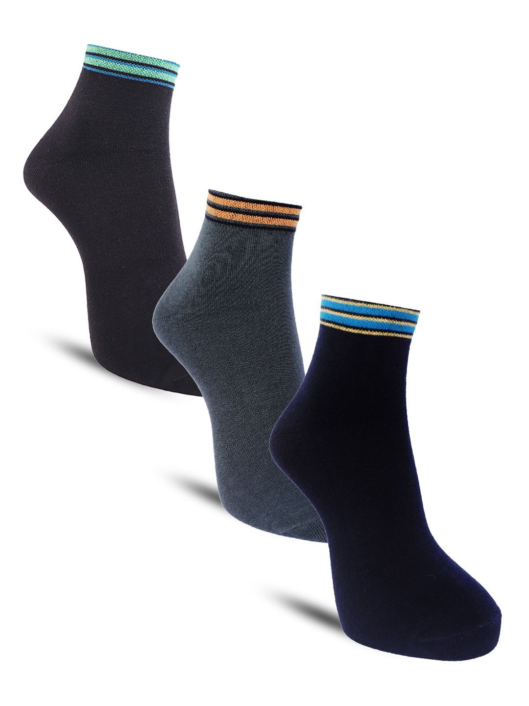 Dollar Socks Men Assorted Pack Of 3 Cotton Sweat Absorbency  Ankle-Length Socks