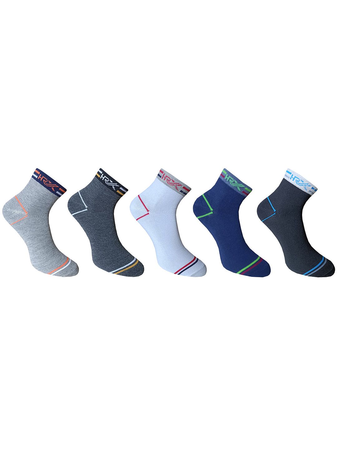 HRX by Hrithik Roshan Men Pack Of 5 Cotton Ankle-Length  Socks