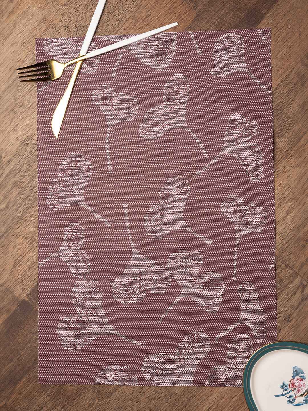 MARKET99 4 Pcs Mauve Floral Pattern Table Runners