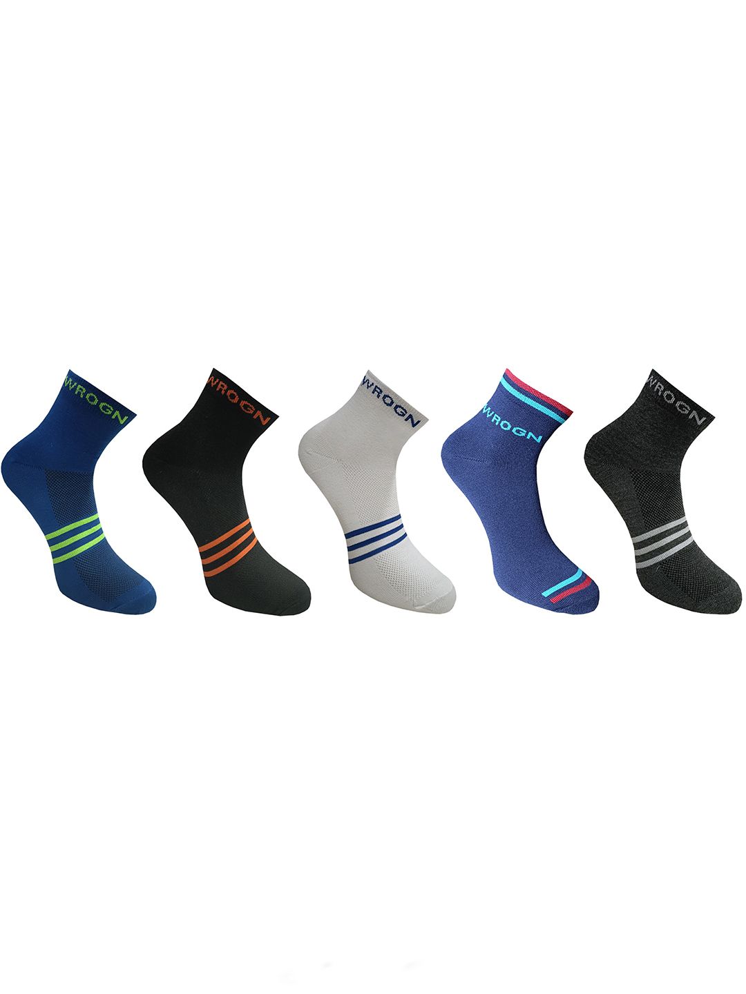 WROGN Men Pack Of 5 Striped Cotton Socks