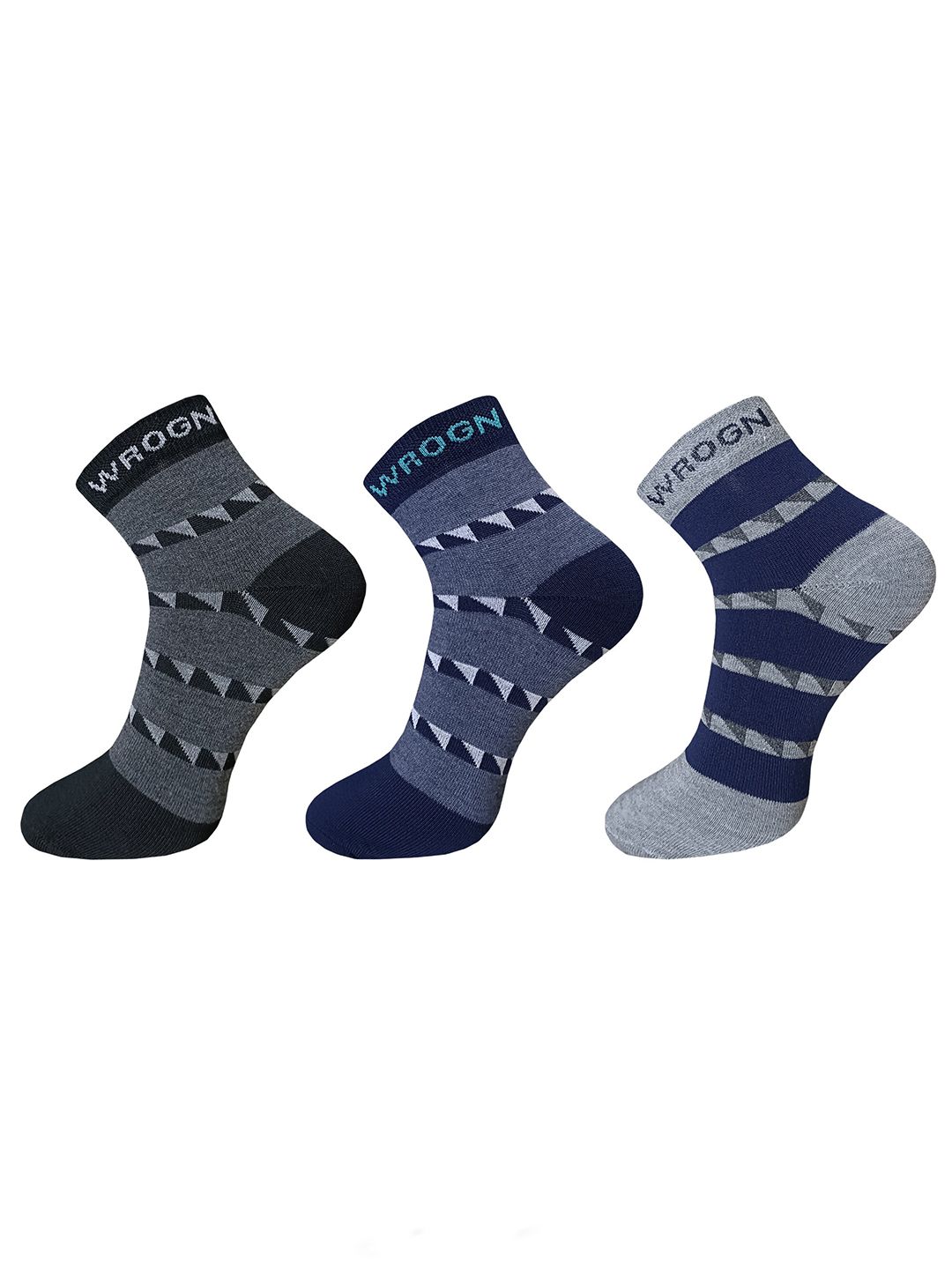 WROGN Men Pack Of 3 Patterned Ankle Length Socks
