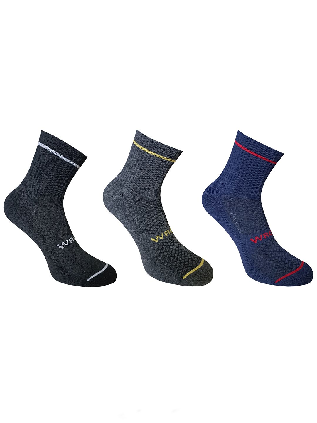 WROGN Men Pack Of 3 Patterned Cotton Calf Length Socks