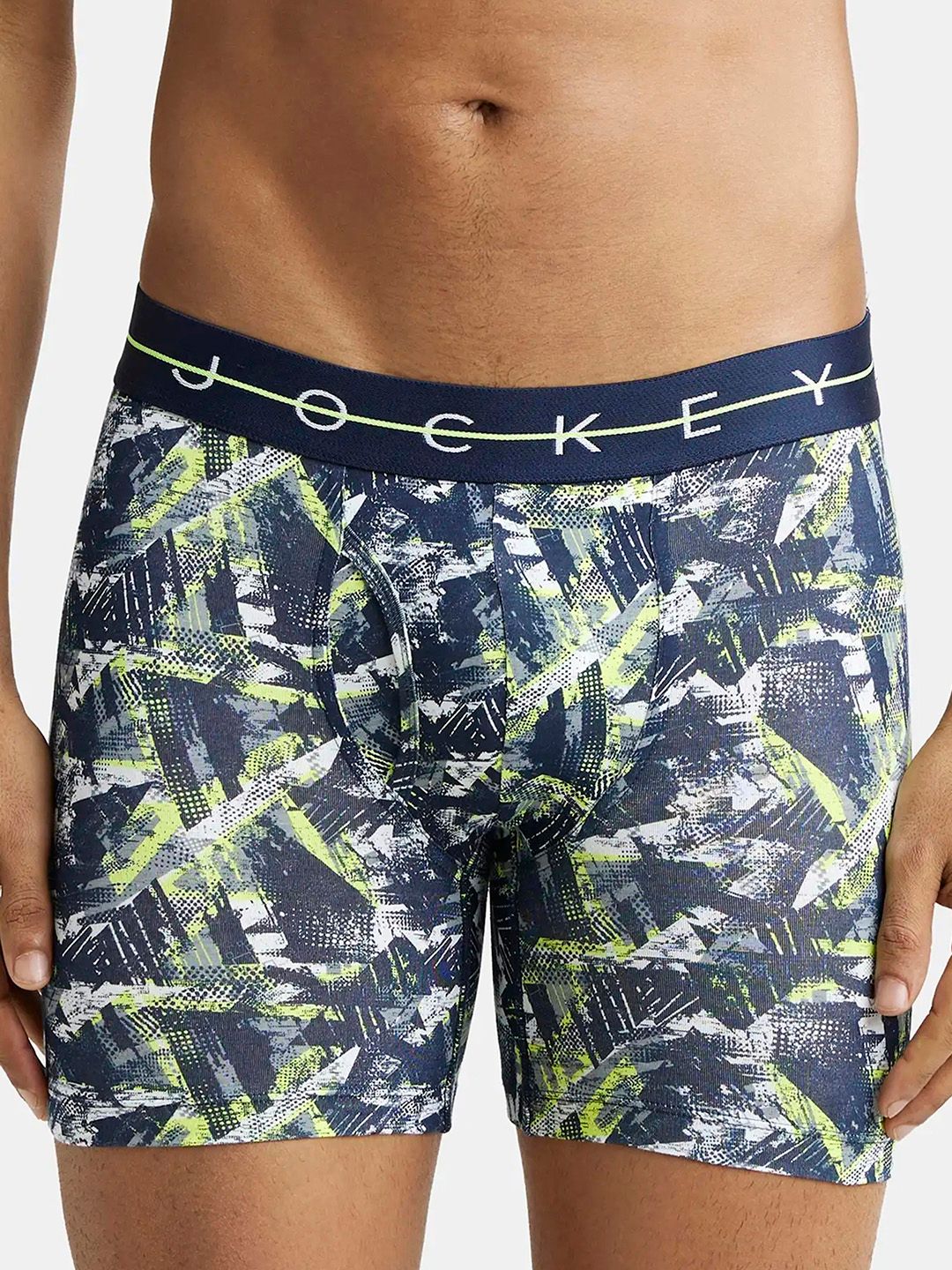 Jockey Super Combed Cotton Elastane Printed Boxer Brief with Ultrasoft Waistband-NY03