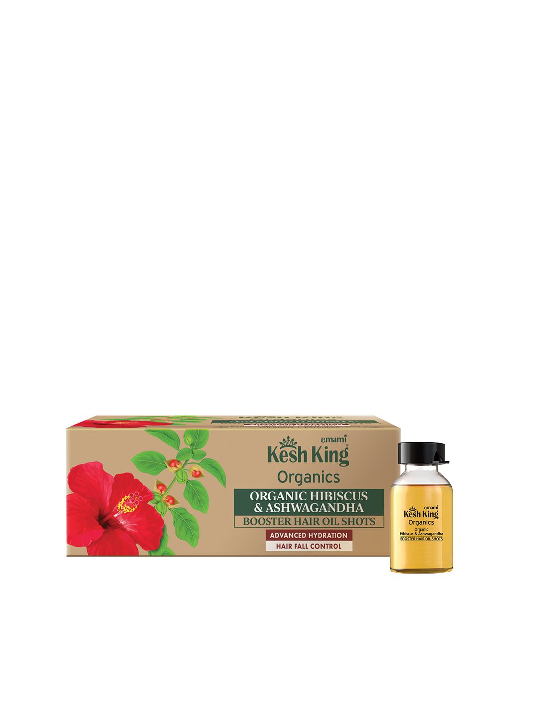 Kesh King Organics Organic Hibiscus & Ashwagandha Booster Hair Oil Shots - 48ml