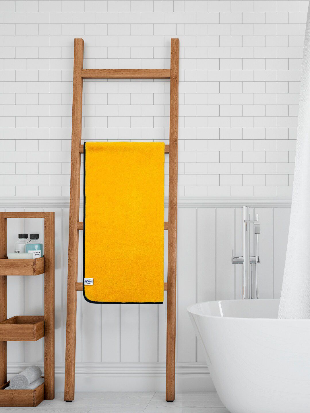 Softspun Microfiber Yellow 280 GSM Microfiber Highly Absorbent Bath Towel