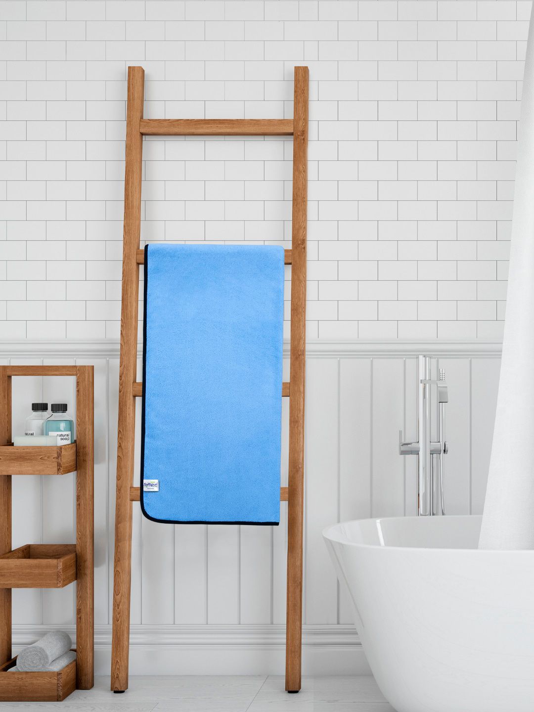 Softspun Microfiber Blue 280 GSM Microfiber Highly Absorbent Bath Towel