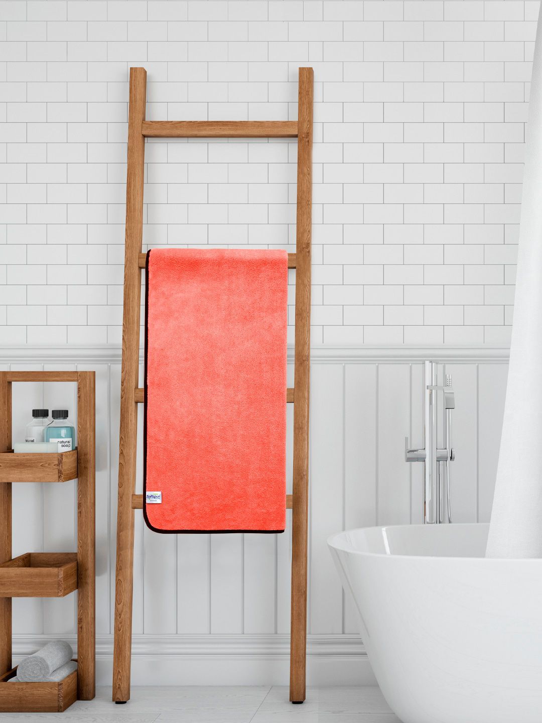 Softspun Microfiber Peach Coloured 280 GSM Microfiber Highly Absorbent Bath Towel