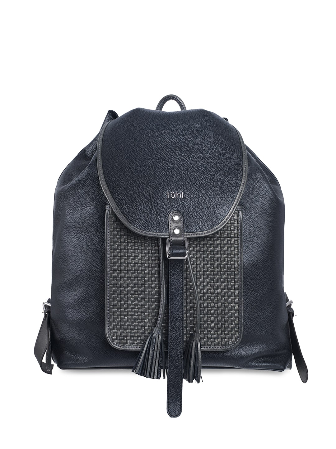 tohl Women Black Textured Backpack Price in India