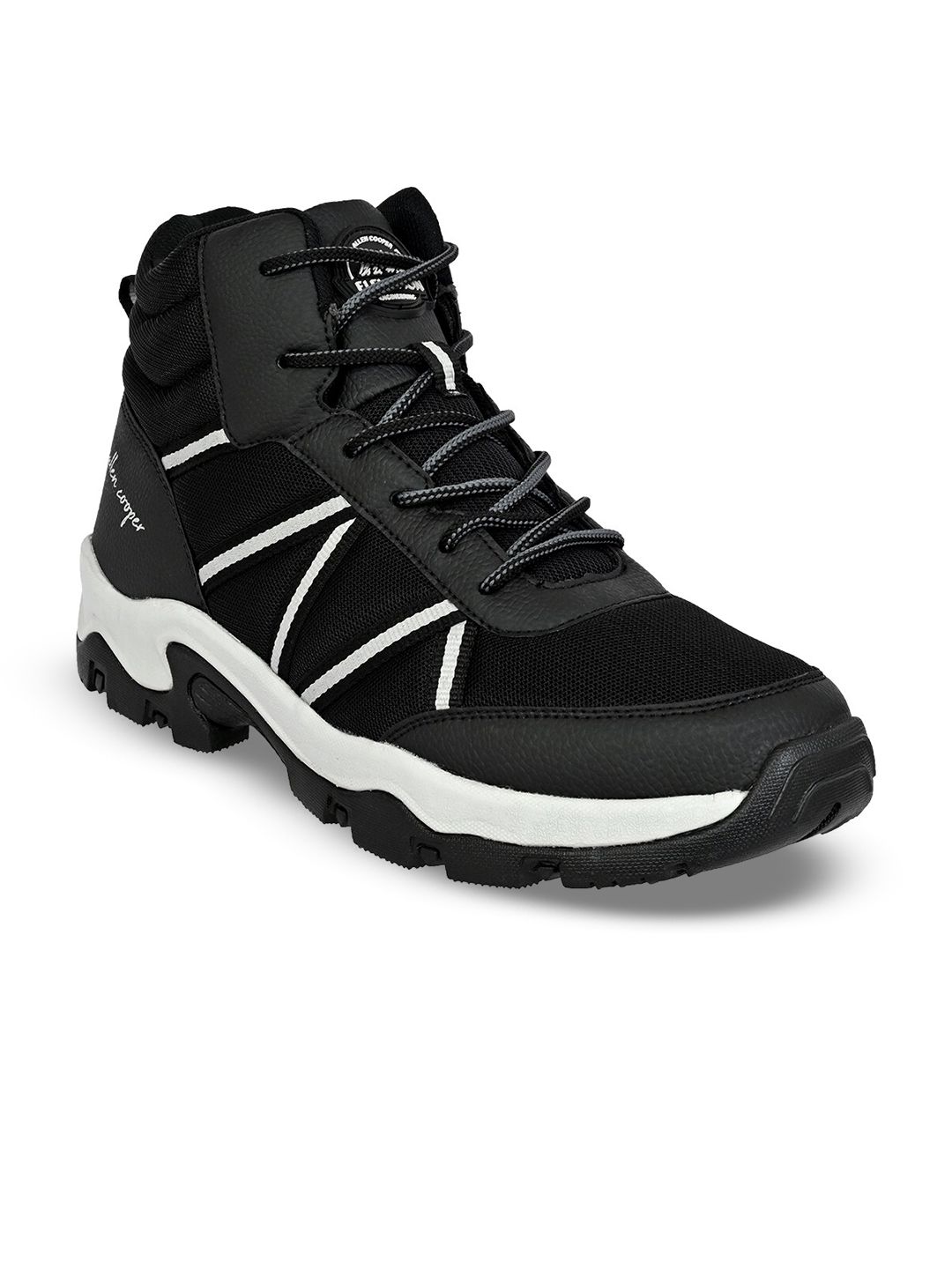 Allen Cooper Men Mesh Trekking High-Top Non-Marking Memory Foam Lace-Up Shoes