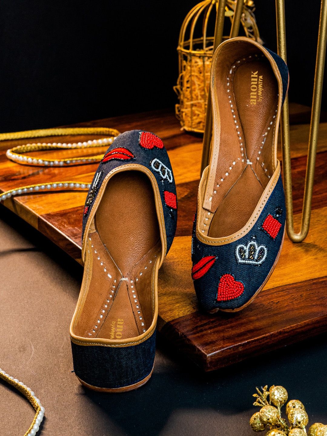 Anouk Women Navy Blue Ethnic Ballerinas with Bows Flats Price in India