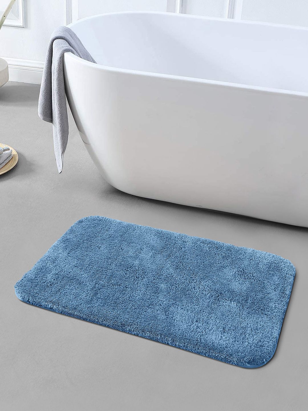 OBSESSIONS Navy Blue 2300 GSM Anti-Skid Bath Rug