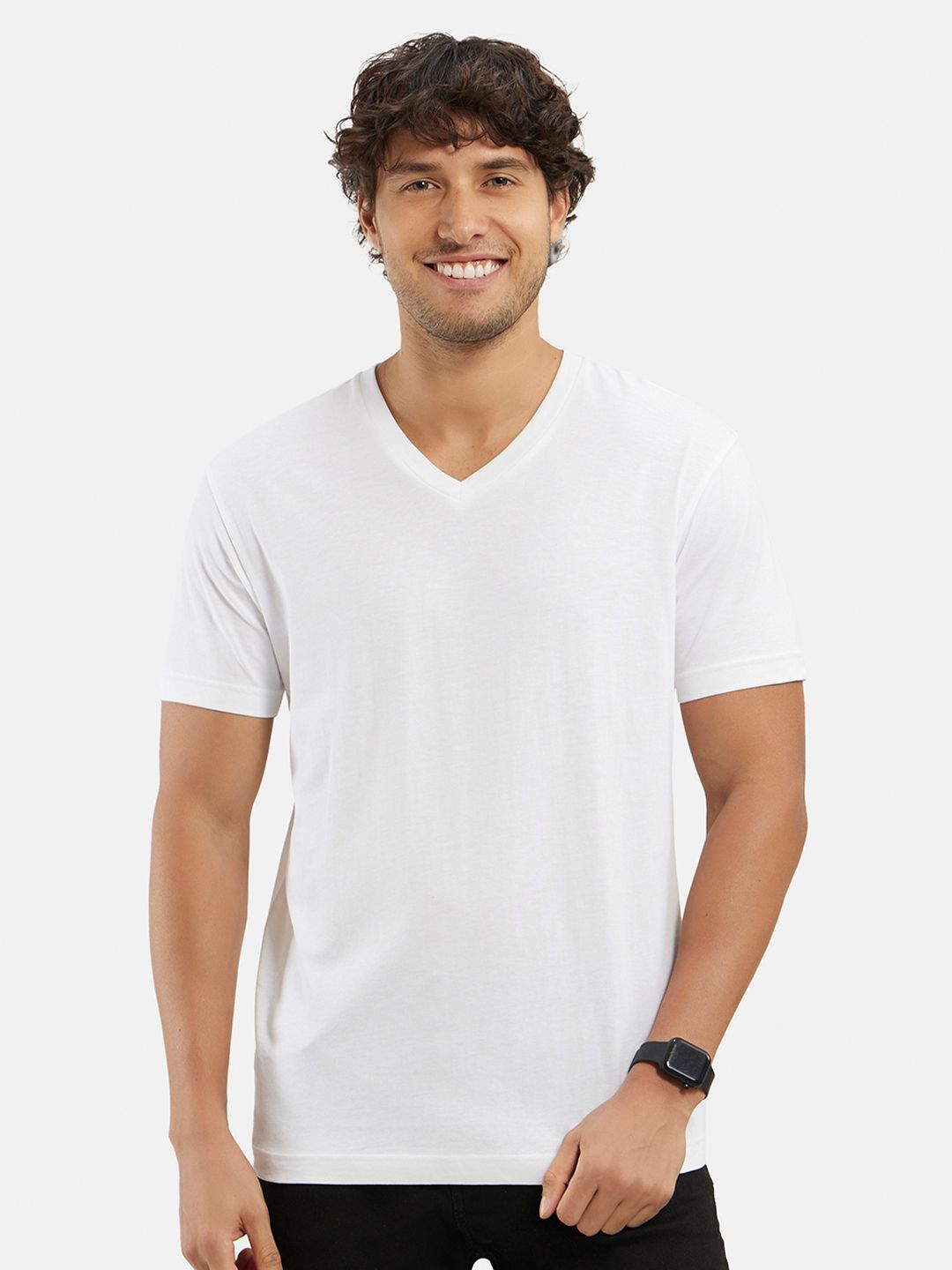 Jockey Super Combed Cotton Rich Solid V Neck Half Sleeve T-shirt -2726