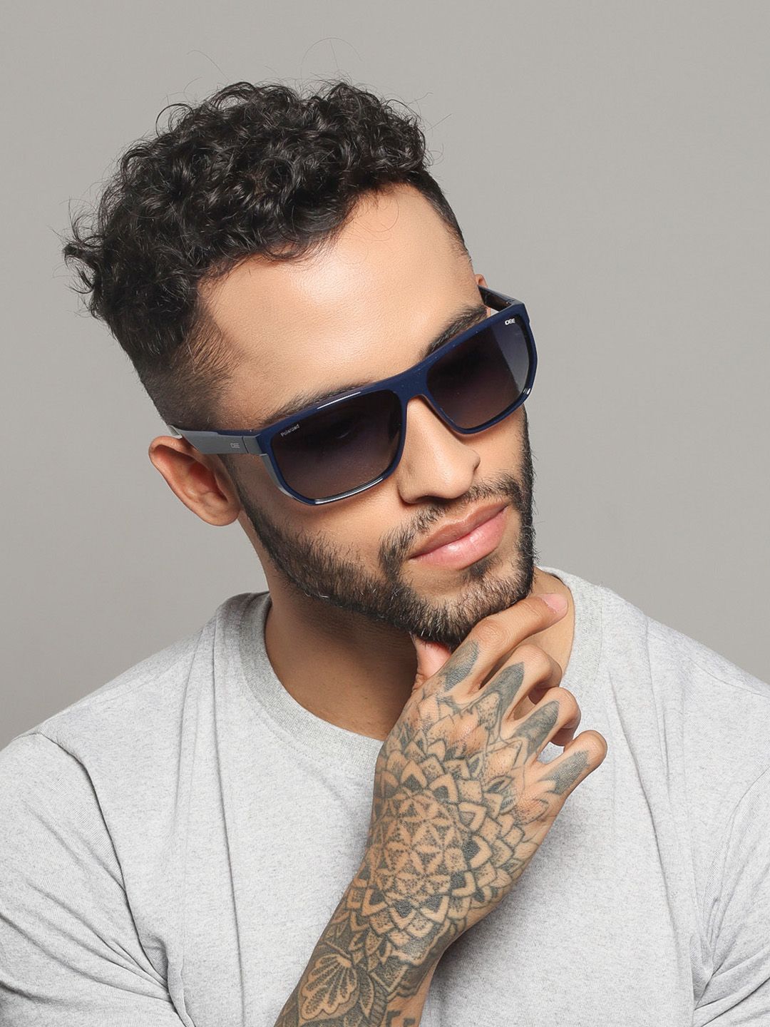 IDEE Men Rectangle Sunglasses with UV Protected Lens IDS2900C3PSG