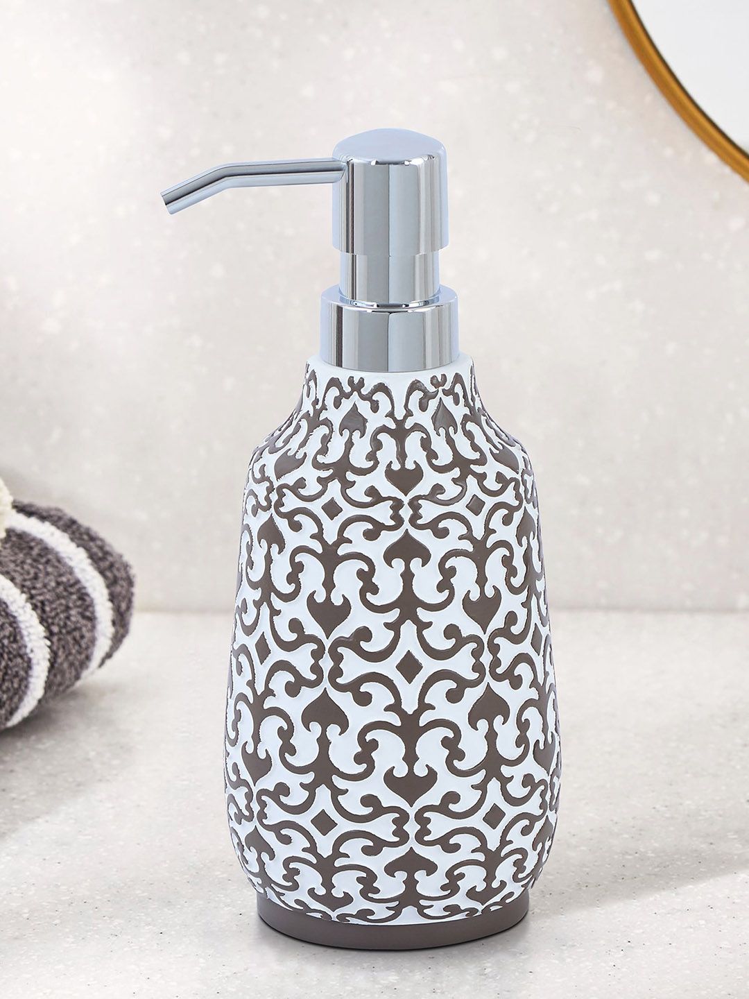 OBSESSIONS White & Brown Printed Soap Dispenser 320 ML