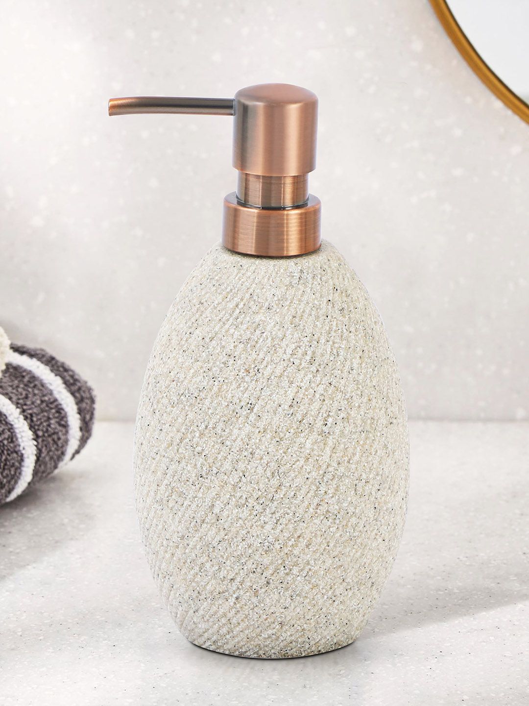 OBSESSIONS Cream-Coloured & Brown Textured Soap Dispenser - 320 ML