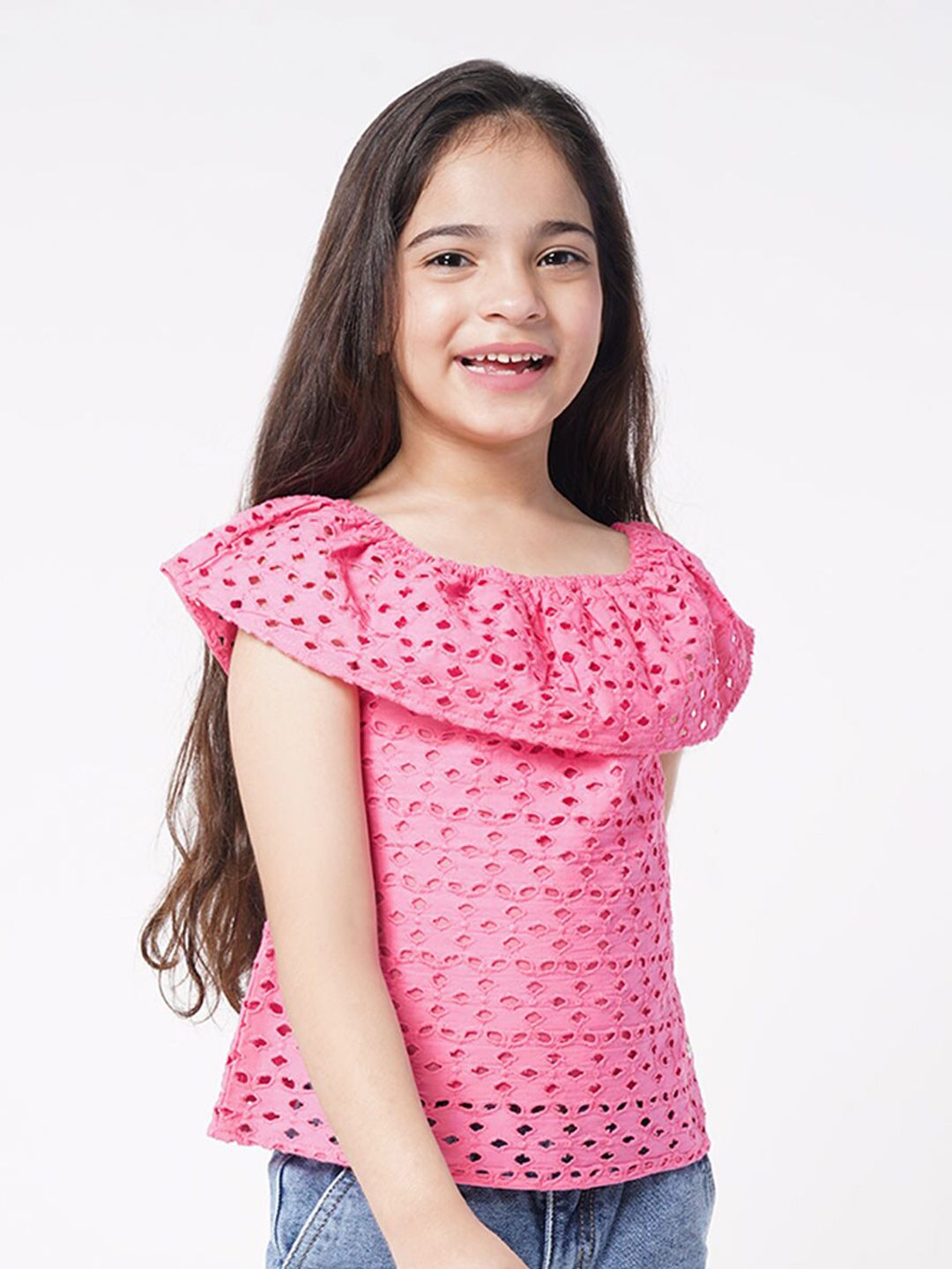 Ed-a-Mamma Girls Self Design Cotton Top
