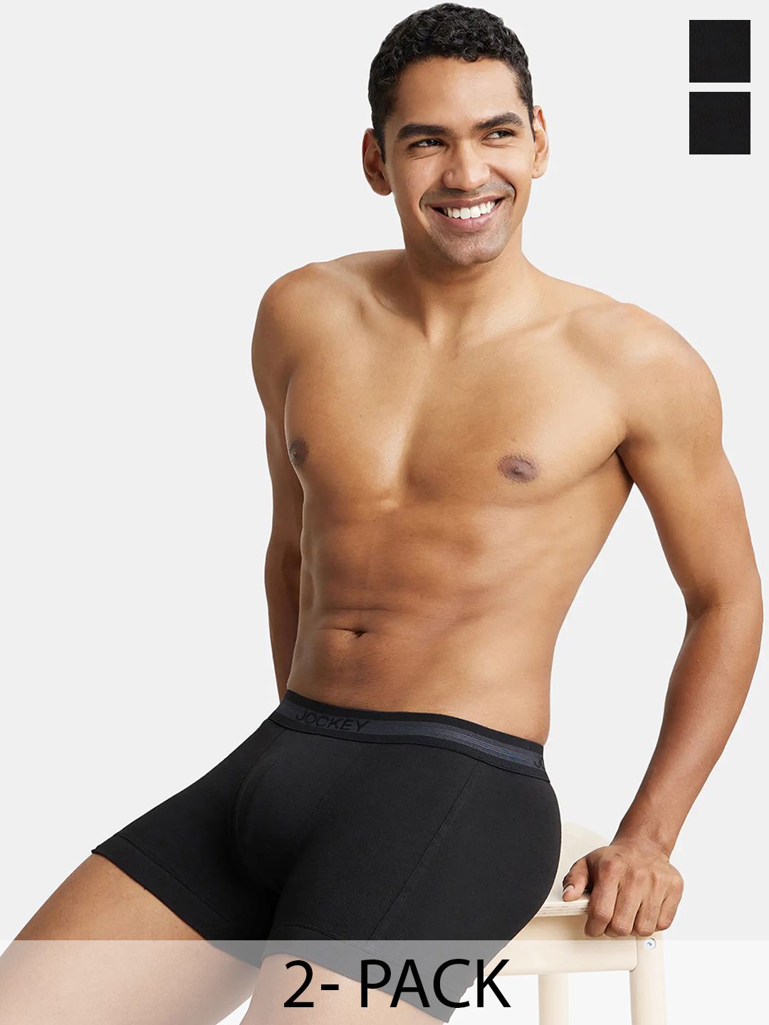Jockey Pack Of 2 Super Combed Cotton Rib Solid Trunk with StayFresh Treatment-1015