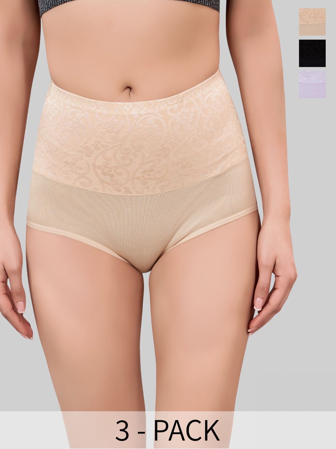 PLUMBURY Pack Of 3 Cotton Tummy Shaper