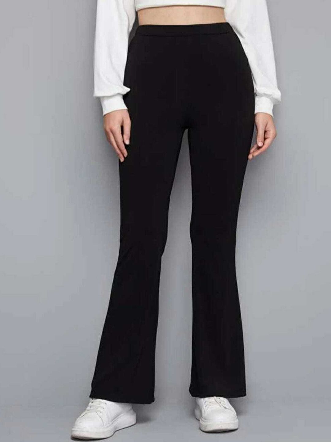 Next One Women Smart Flared High-Rise Easy Wash Trousers Price in India