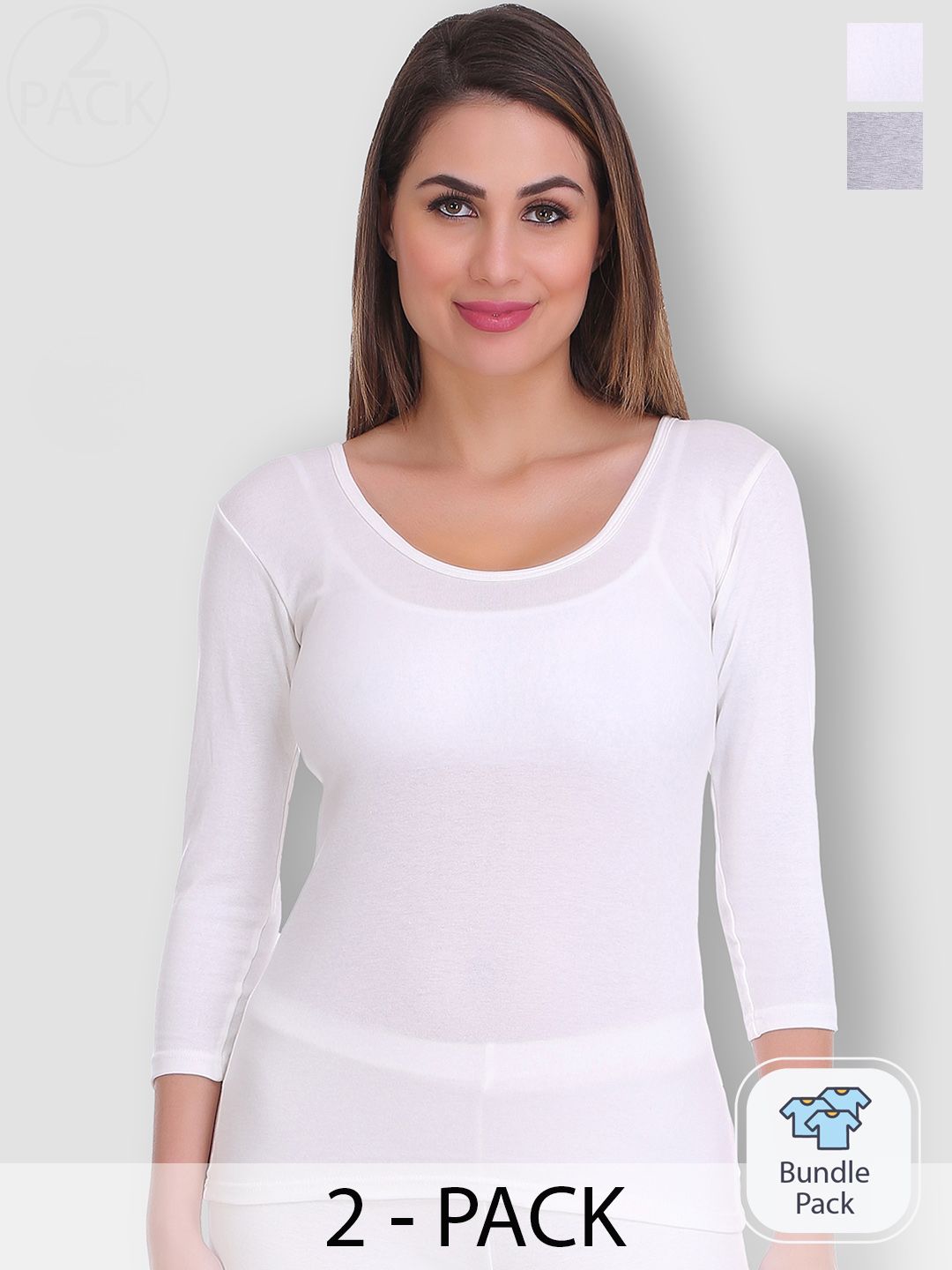 SELFCARE Pack Of 2 Round Neck Thermal Cotton Tops Price in India