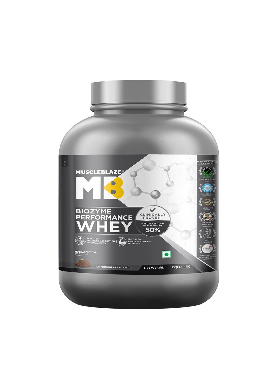 MuscleBlaze MuscleBlaze Biozyme Performance Rich Chocolate Whey Protein Powder 2kg