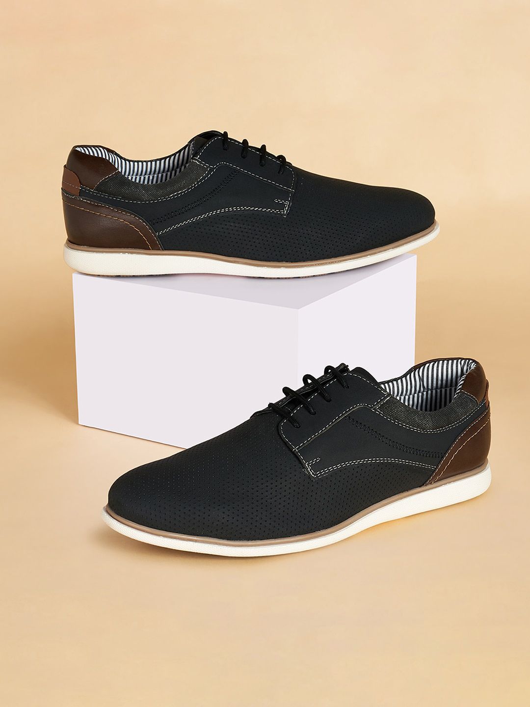 BYFORD by Pantaloons Men Perforations Comfort Insole Contrast Sole Derbys