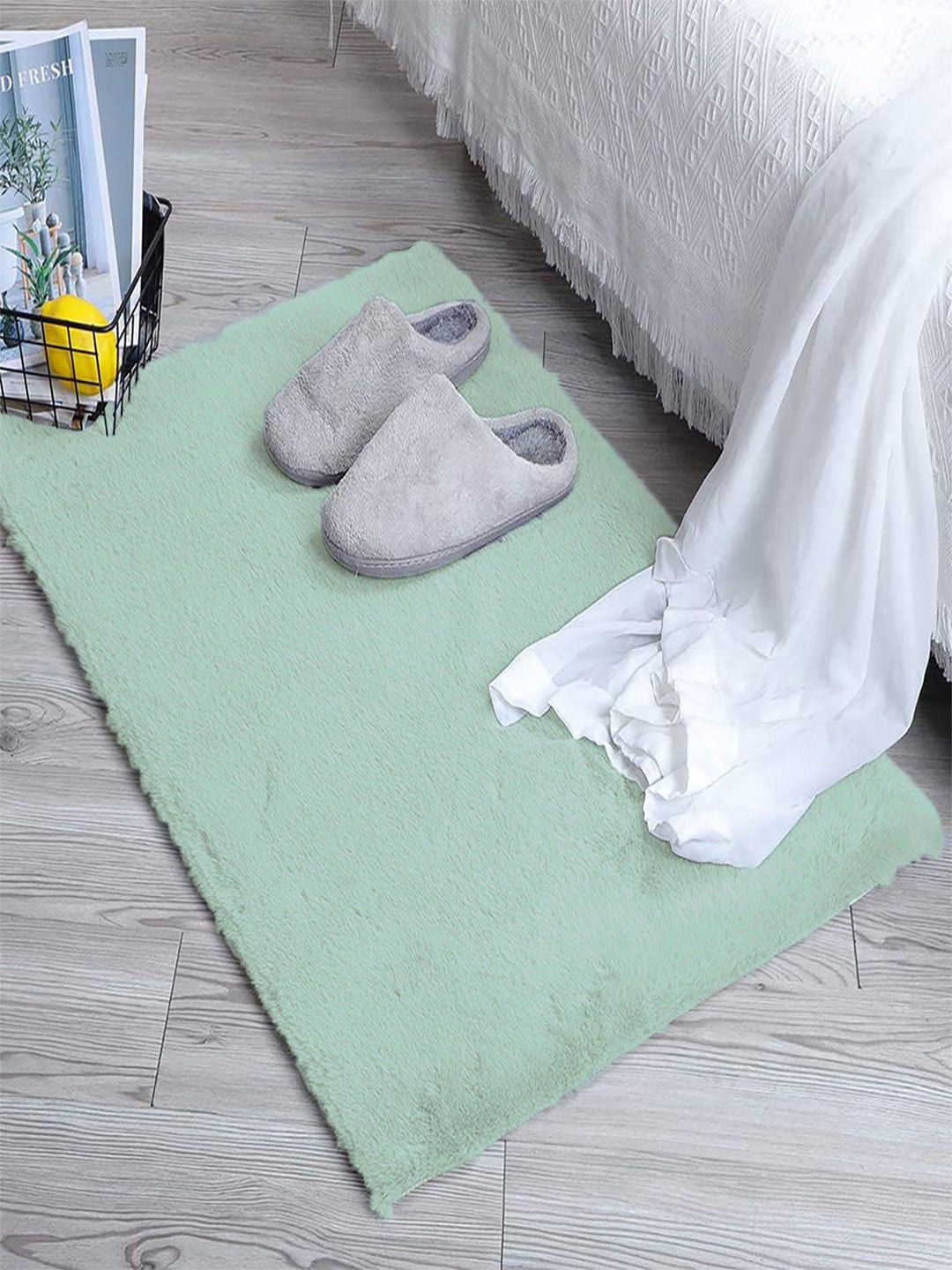 LUXEHOME INTERNATIONAL Blue Polyfiber 1000 GSM Bath Rugs