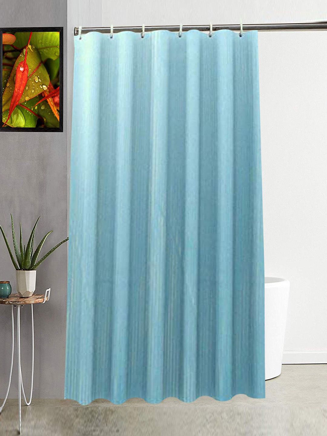 Kuber Industries Blue PVC Shower Curtain