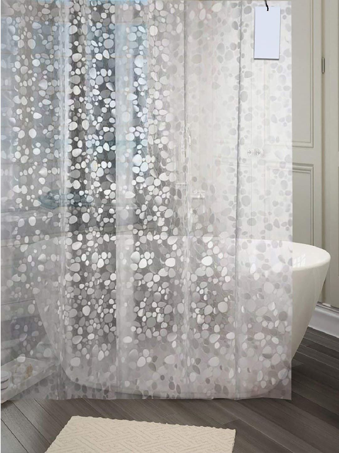 Kuber Industries Transparent Anti-bacterial & Water Proof Shower Curtain