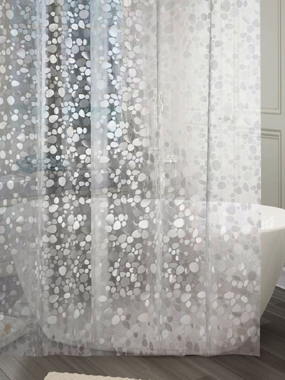 Kuber Industries Transparent PVC Waterproof  Shower Curtain