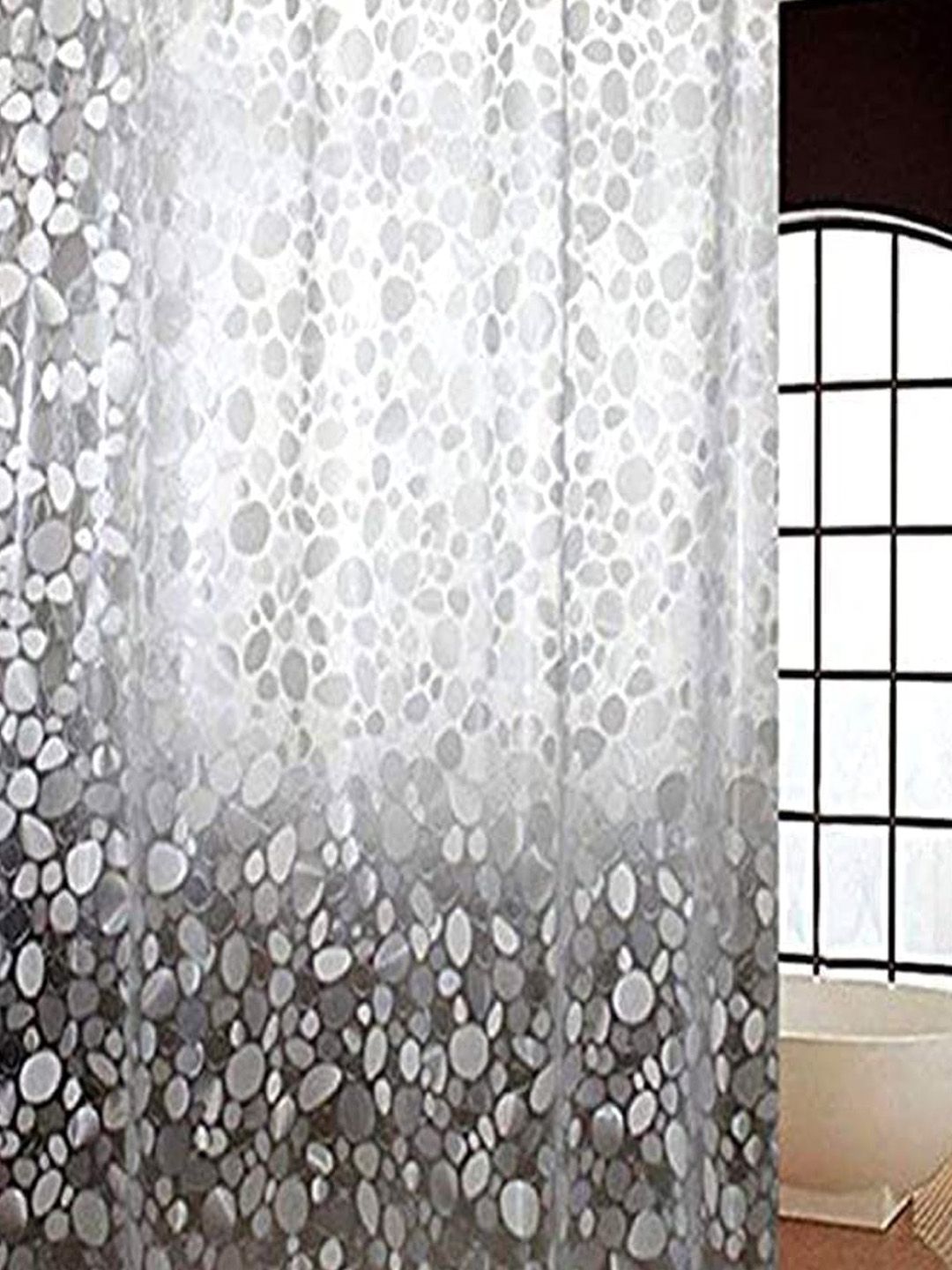 Kuber Industries White PVC Water Proof Shower Curtains