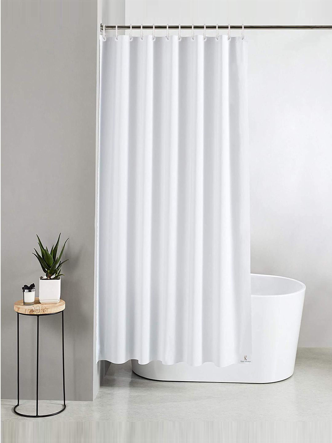 Kuber Industries White PVC Shower Curtain