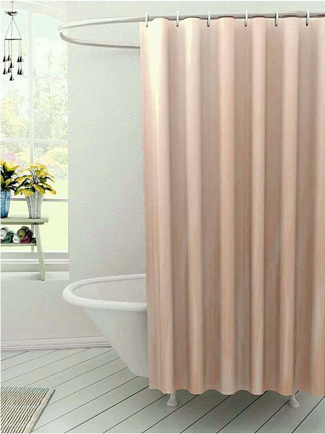 Kuber Industries Cream-Coloured PVC Shower Curtains