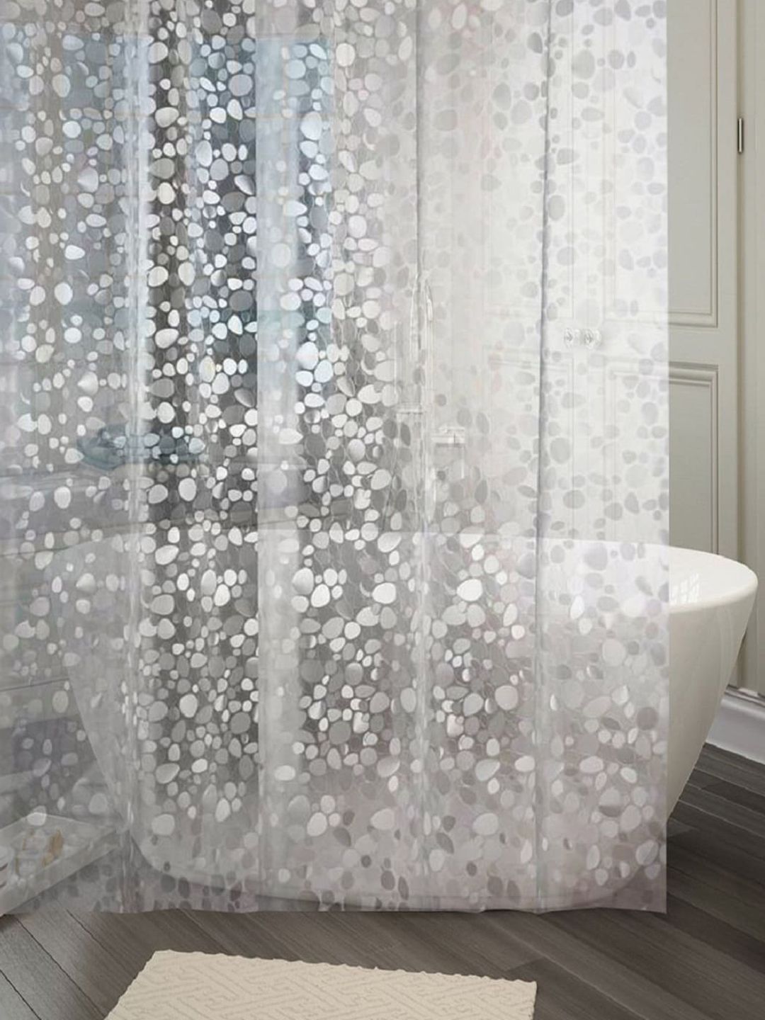 Kuber Industries Transparent Waterproof Shower Curtain