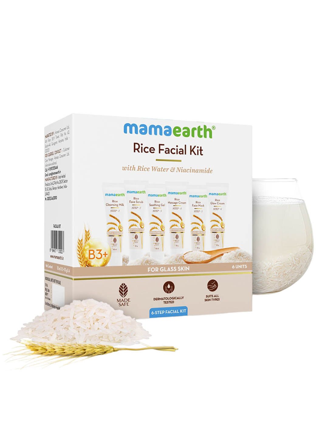 Mamaearth Rice 6-Step Facial Kit With Rice Water & Niacinamide For Glass Skin - 60g